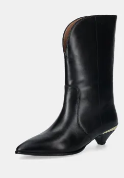 Love Moschino cizme de piele culoarea negru, toc mic, JA24363G0NIA0000 imagine