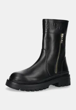 Love Moschino cizme de piele femei, culoarea negru, cu toc plat, JA24245G0LIA0000 imagine