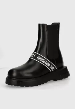 Love Moschino ghete chelsea de piele femei, culoarea negru, cu platforma, JA24104G1LIA0000 imagine