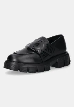 Love Moschino mocasini de piele culoarea negru, cu toc plat, JA10155G1NIAX000 imagine
