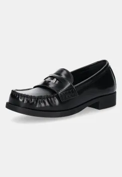 Love Moschino mocasini de piele culoarea negru, cu toc plat, JA10222G1NJD000A imagine
