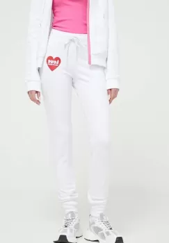 Love Moschino pantaloni de trening culoarea alb, cu imprimeu imagine