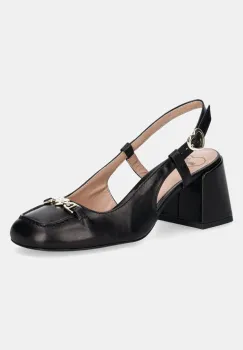 Love Moschino pantofi de piele culoarea negru, cu toc drept, cu toc deschis, JA10107G1MIA0000 imagine