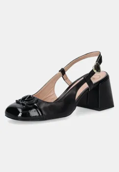 Love Moschino pantofi de piele culoarea negru, cu toc drept, cu toc deschis, JA10117G1MIE300A imagine