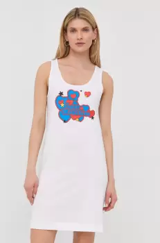 Love Moschino rochie din bumbac culoarea alb, mini, drept imagine