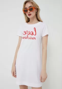 Love Moschino rochie din bumbac culoarea alb, mini, drept imagine