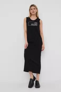 Love Moschino rochie din bumbac culoarea negru, maxi, drept imagine