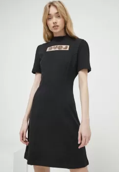 Love Moschino rochie din bumbac culoarea negru, mini, evazati imagine