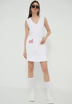 Love Moschino rochie jeans culoarea alb, mini, drept imagine