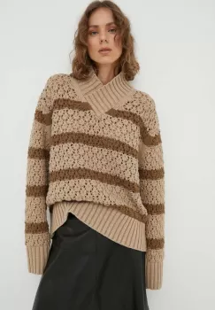 Lovechild pulover din amestec de lana femei, culoarea bej, calduros imagine