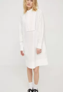 Lovechild rochie din bumbac culoarea alb, mini, evazati imagine