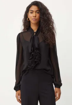 Luisa Spagnoli bluza de matase LOLA culoarea negru, neted, 541186 imagine