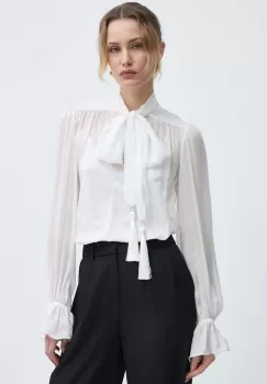 Luisa Spagnoli bluza de matase RUNWAY COLLECTION culoarea alb, neted, 541119 imagine