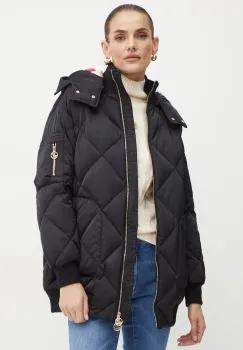 Luisa Spagnoli geaca de puf SPIGOLO femei, culoarea negru, de tranzitie, oversize, 541433 imagine