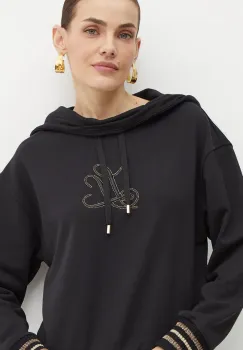 Luisa Spagnoli hanorac din amestec de lana LIEVI culoarea negru, cu gluga, cu imprimeu, 541457 imagine