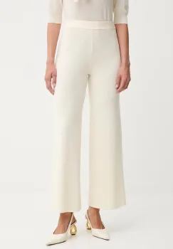Luisa Spagnoli pantaloni de lana culoarea bej, drept, high waist, 100103 imagine