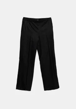 Luisa Spagnoli pantaloni din in culoarea negru, lat, medium waist, 542223 imagine