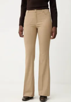 Luisa Spagnoli pantaloni din lana culoarea verde, evazati, high waist, 542617 imagine
