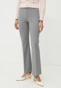 Luisa Spagnoli pantaloni din lana femei, culoarea gri, drept, high waist, 542004 imagine