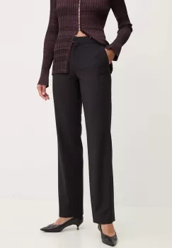 Luisa Spagnoli pantaloni din lana OLMETO culoarea negru, drept, high waist, 541321 imagine