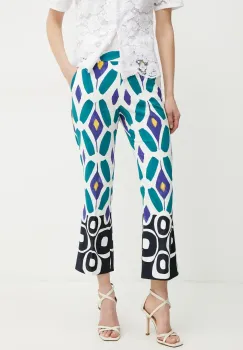 Luisa Spagnoli pantaloni femei, culoarea alb, drept, high waist, 542057 imagine