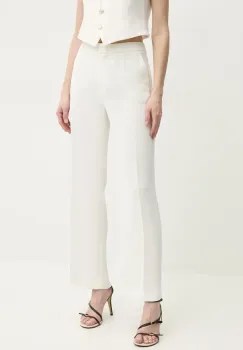 Luisa Spagnoli pantaloni femei, culoarea bej, drept, high waist, 542013 imagine