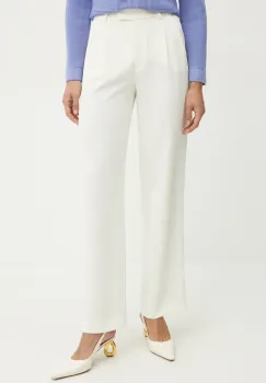 Luisa Spagnoli pantaloni femei, culoarea bej, drept, high waist, 542021 imagine