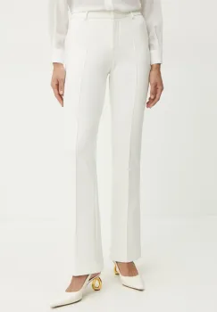 Luisa Spagnoli pantaloni femei, culoarea bej, evazati, medium waist, 541824 imagine