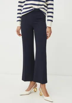 Luisa Spagnoli pantaloni femei, culoarea bleumarin, drept, high waist, 542013 imagine