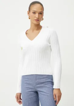 Luisa Spagnoli pulover de bumbac femei, culoarea alb, 58581 imagine