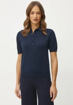 Luisa Spagnoli pulover de bumbac femei, culoarea bleumarin, light, 58648 imagine