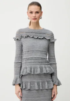 Luisa Spagnoli pulover de lana culoarea gri, light, 100222 imagine