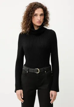 Luisa Spagnoli pulover de lana culoarea negru, cu guler, 100120 imagine