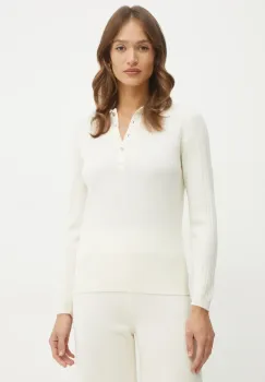 Luisa Spagnoli pulover de lana femei, culoarea bej, light, 100026 imagine