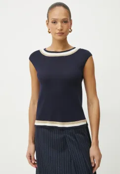 Luisa Spagnoli pulover de lana femei, culoarea bleumarin, light, 58634 imagine