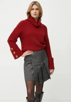 Luisa Spagnoli pulover de lana femei, culoarea bordo, cu guler, 58533 imagine