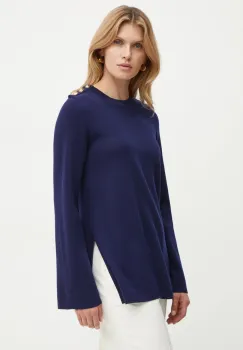 Luisa Spagnoli pulover de lana MOSE femei, culoarea albastru marin, light, 58407 imagine