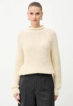 Luisa Spagnoli pulover din amestec de lana culoarea bej, cu turtleneck, 100150 imagine