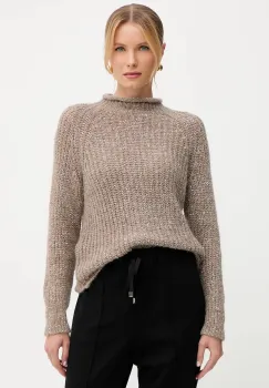 Luisa Spagnoli pulover din amestec de lana culoarea bej, cu turtleneck, 100150 imagine