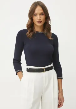 Luisa Spagnoli pulover femei, culoarea bleumarin, light, 58647 imagine