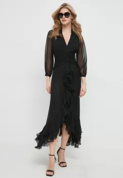 Luisa Spagnoli rochie culoarea negru, midi, evazati imagine