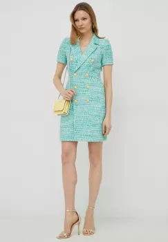 Luisa Spagnoli rochie culoarea turcoaz, mini, mulata imagine