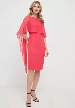 Luisa Spagnoli rochie de matase culoarea rosu, mini, drept imagine