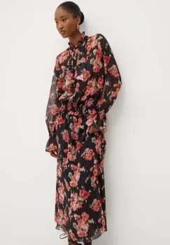 Luisa Spagnoli rochie de matase GIUGNO culoarea negru, maxi, evazati, 541284 imagine