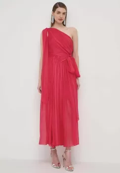 Luisa Spagnoli rochie de matase PANNELLO culoarea roz, maxi, evazati, 540965 imagine