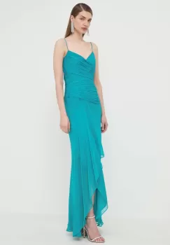 Luisa Spagnoli rochie de matase PINCIO culoarea turcoaz, maxi, evazati, 540715 imagine