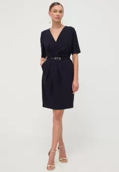 Luisa Spagnoli rochie din amestec de lana culoarea albastru marin, mini, drept imagine