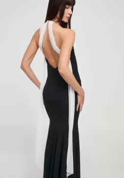 Luisa Spagnoli rochie din amestec de matase PENDENTE culoarea negru, maxi, evazati, 540714 imagine