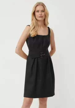 Luisa Spagnoli rochie din in PIANI culoarea negru, mini, evazati, 540750 imagine
