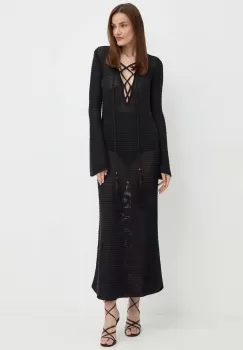 Luisa Spagnoli rochie din in RUNWAY COLLECTION culoarea negru, maxi, drept, 58359 imagine